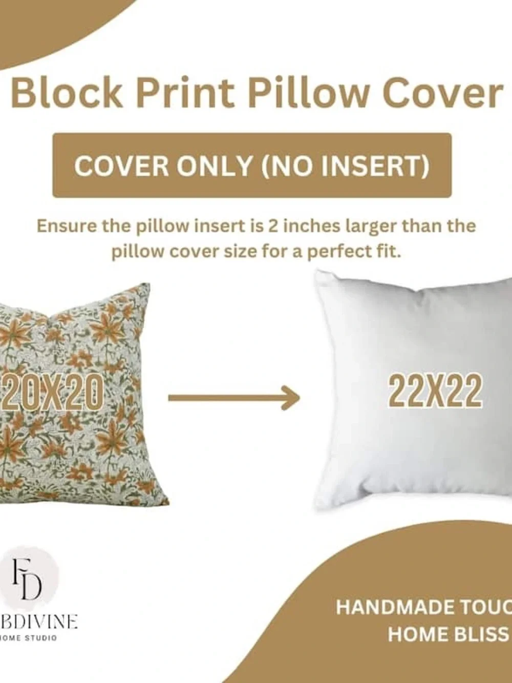 🆕Handmade Block Print Throw Pillow Cushion Cover Vintage Floral Saptrishi 18”